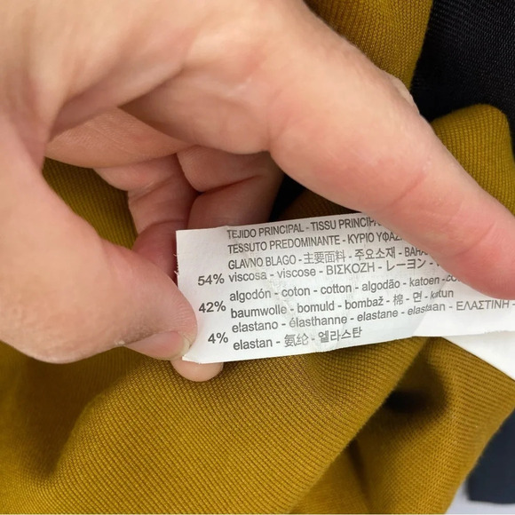 Zara Side Tie Dark Mustard Short Sleeve Mini Dress Size Medium - Picture 9 of 9